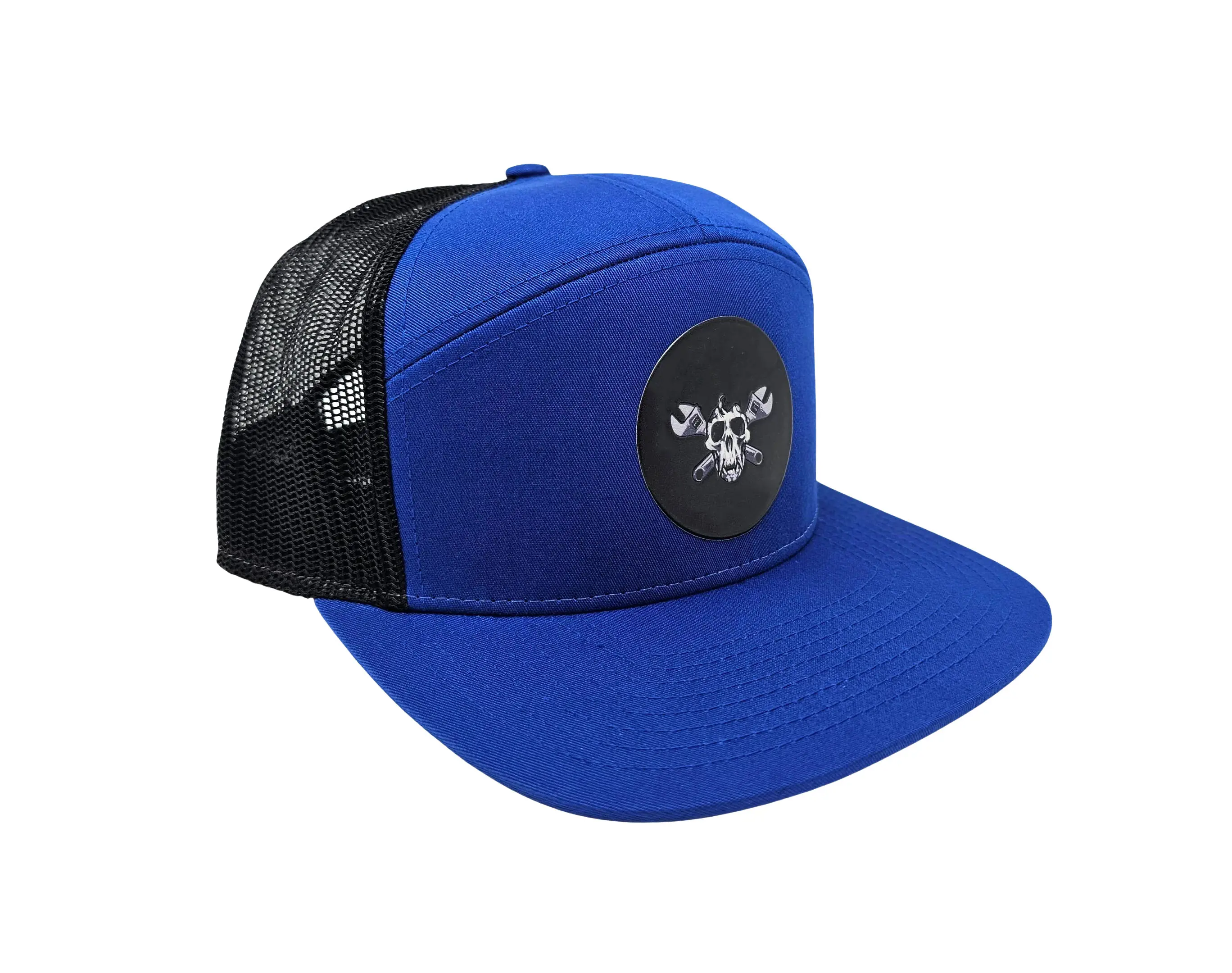 Wholesale Flat Visor 7 Panel High Quality Hiphop Trucker Hat with Custom Logo Cotton/Polyester Fabric Sun Protection Trucker Cap 2