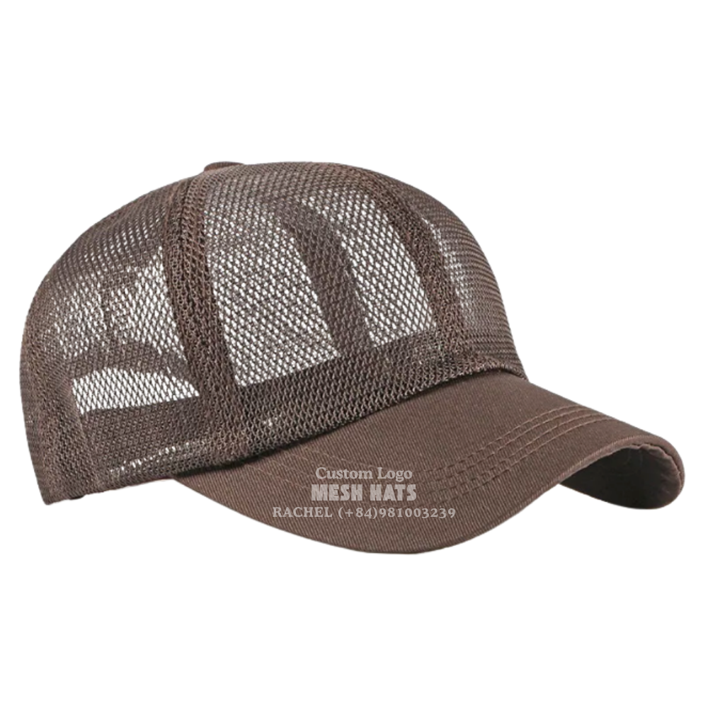 Wholesale Full Mesh Cap Trucker Hats Breathable Custom Embroidered/Rubber Patch Logo Curved Brim Unisex Vietnam Headwear Factory 3