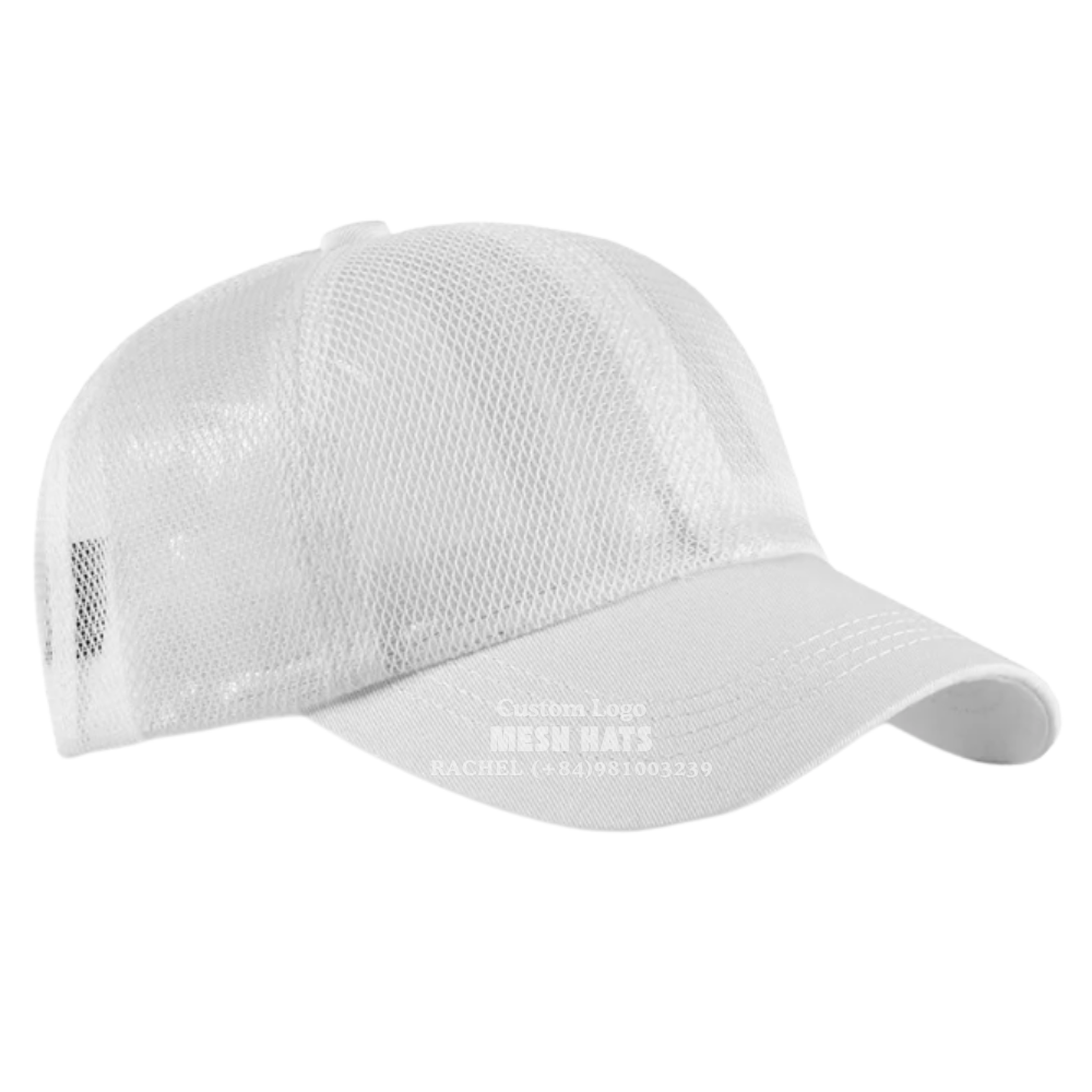 Wholesale Full Mesh Cap Trucker Hats Breathable Custom Embroidered/Rubber Patch Logo Curved Brim Unisex Vietnam Headwear Factory 6