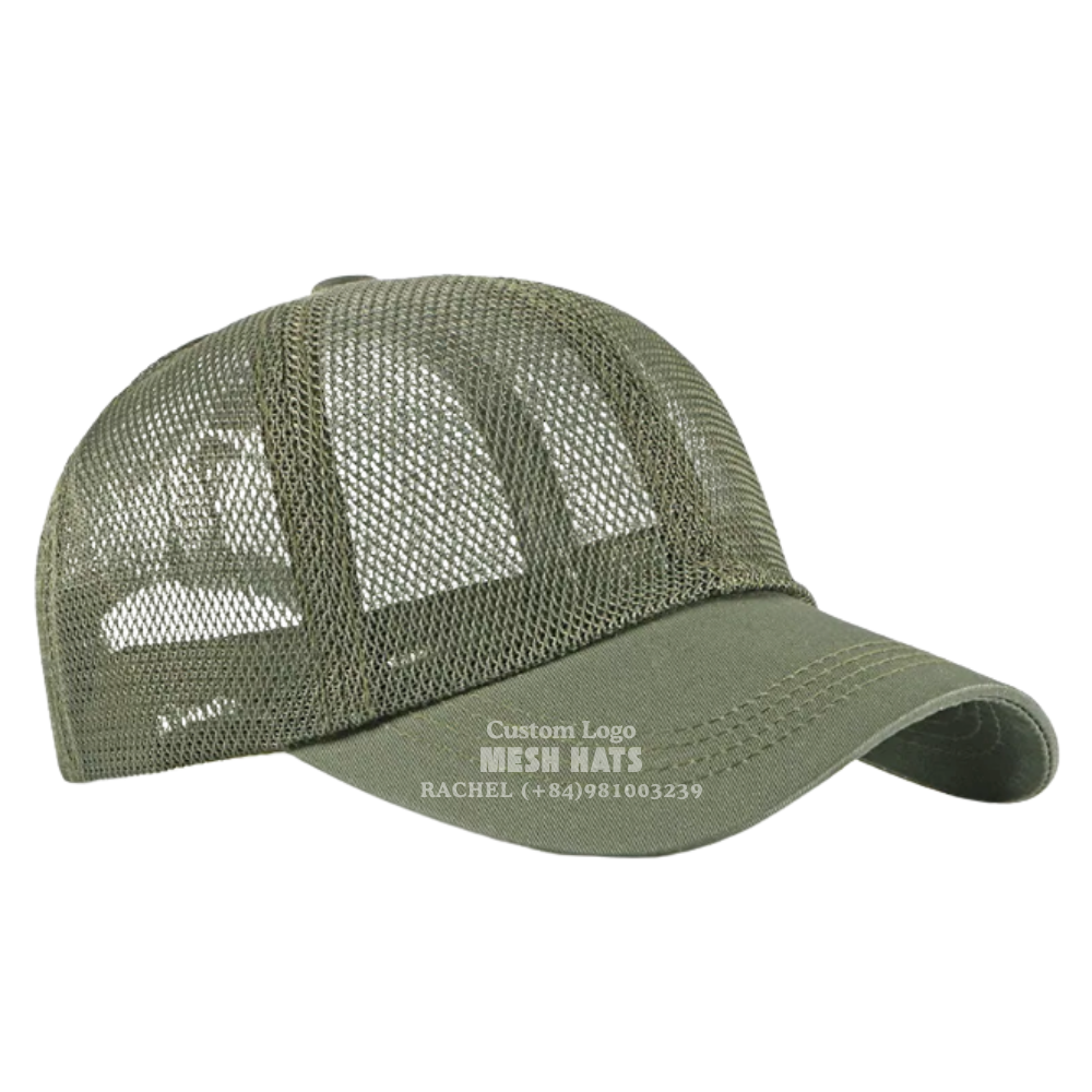 Wholesale Full Mesh Cap Trucker Hats Breathable Custom Embroidered/Rubber Patch Logo Curved Brim Unisex Vietnam Headwear Factory 2