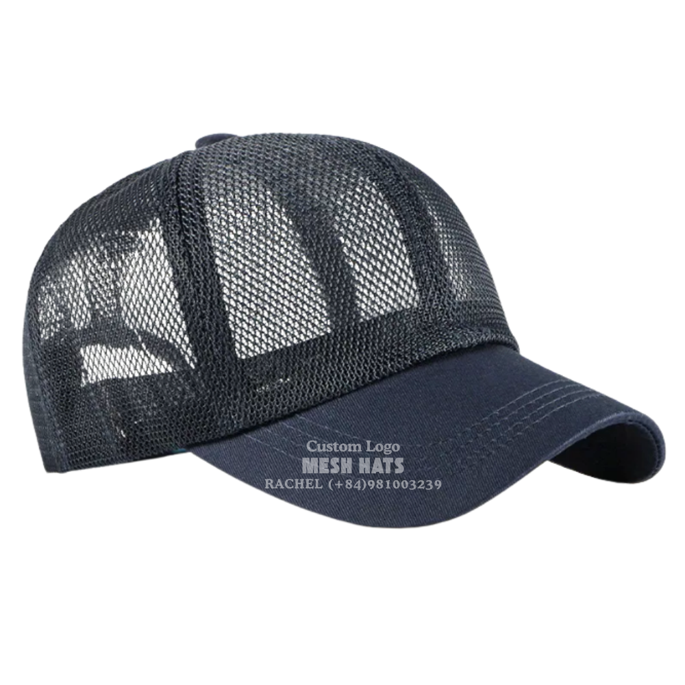 Wholesale Full Mesh Cap Trucker Hats Breathable Custom Embroidered/Rubber Patch Logo Curved Brim Unisex Vietnam Headwear Factory 5