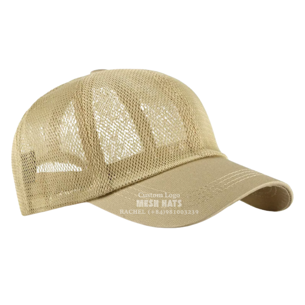 Wholesale Full Mesh Cap Trucker Hats Breathable Custom Embroidered/Rubber Patch Logo Curved Brim Unisex Vietnam Headwear Factory 4