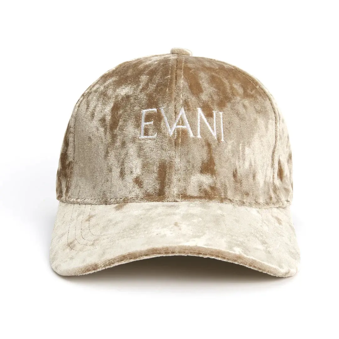 Wholesale Gold Velvet Baseball Cap with Custom Logo High Quality 6 Panels Curved Brim Baseball Cap From Vietnam Supplier 1