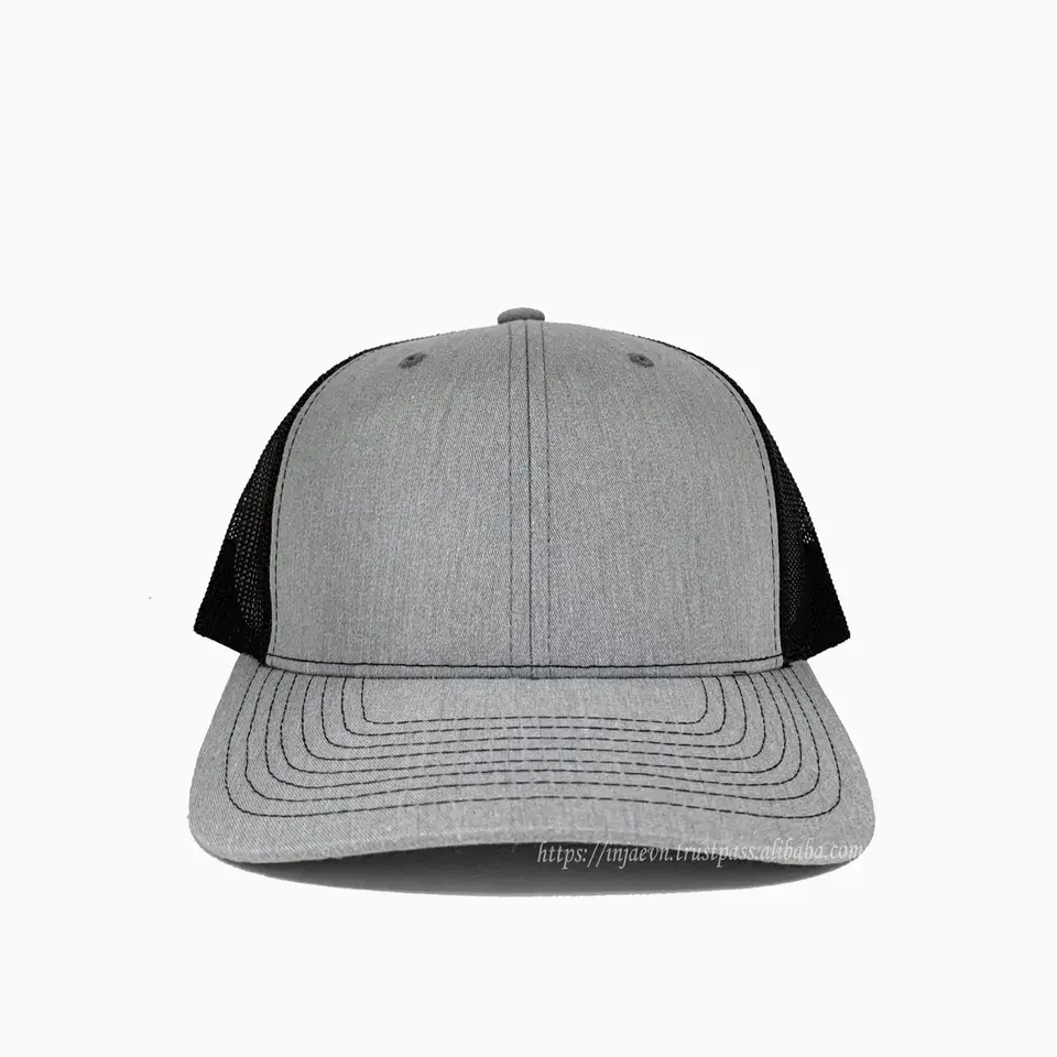 Wholesale Gray/ Black Blank Trucker Hats Men Sport Caps Promotional INJAE VINA Brand Name Cheap Price in Vietnam Snapback Cap 2
