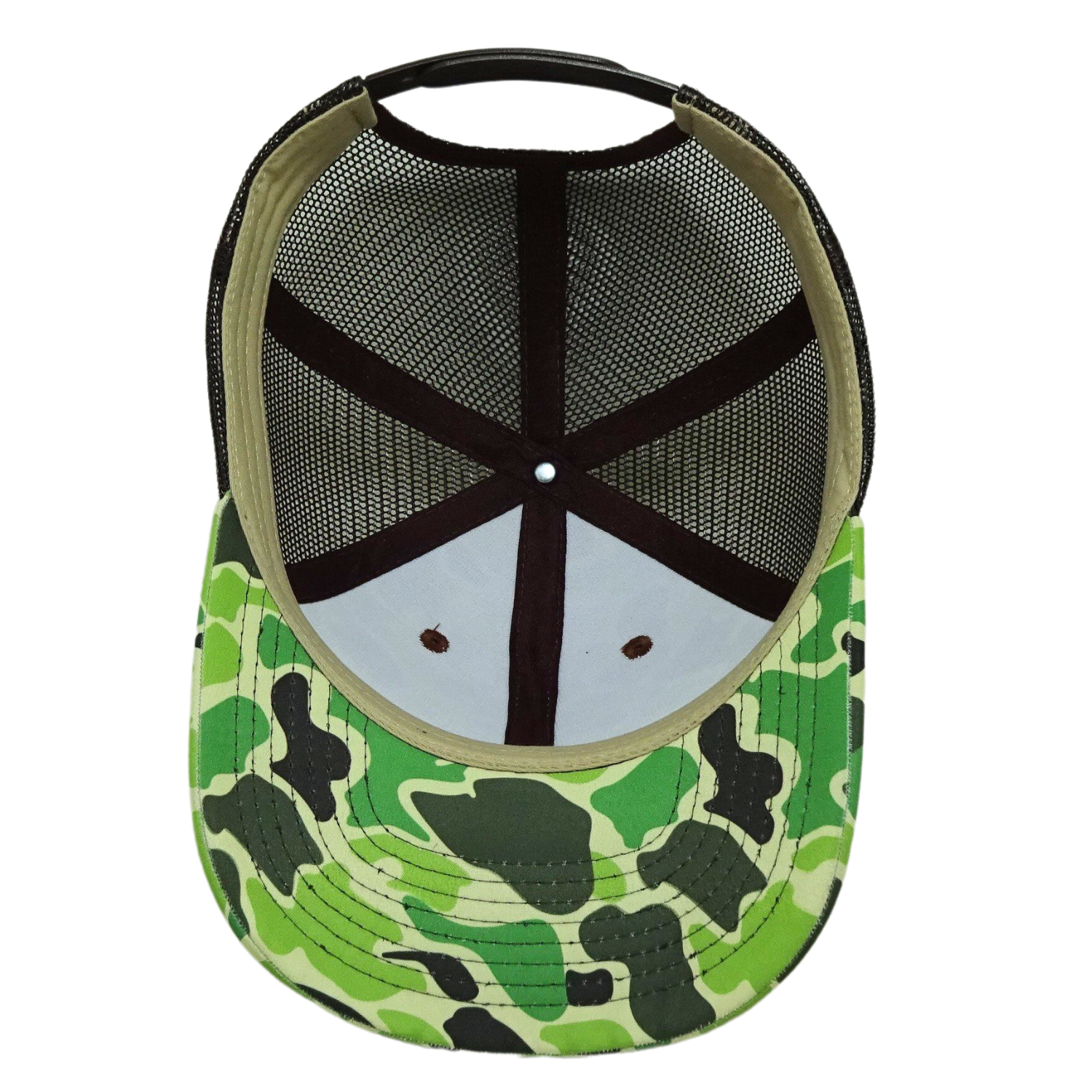 Wholesale Green/Black Camouflage Trucker Hat 6 Panel Structured Caps Adjustable Plastic Single Row Buckle for Men Women All Ages 5