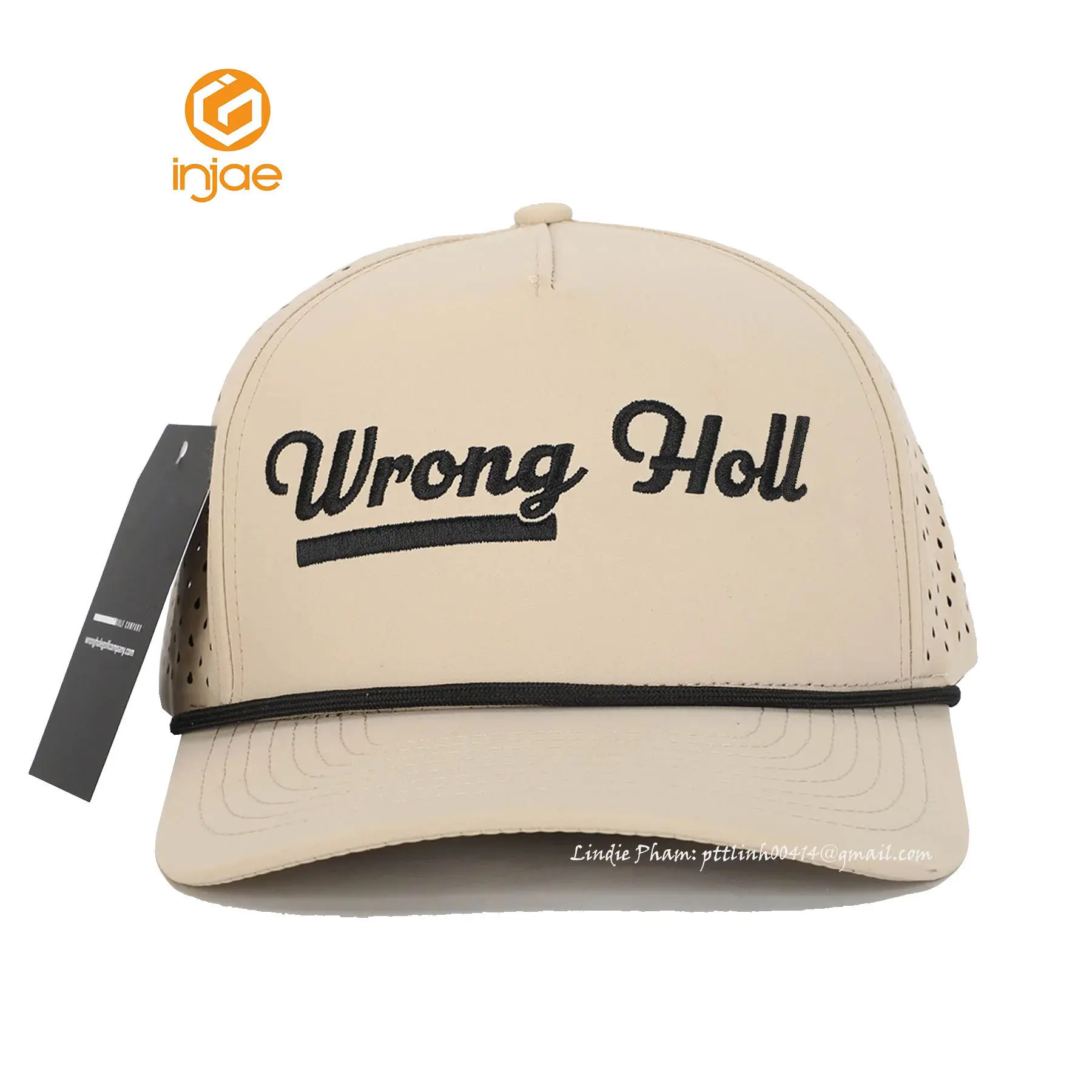 Wholesale High Fashion Luxury Custom Laser Cut Golf Hat with Rope High Quality Adjustable Sports Cap From Vietnam Supplier 2