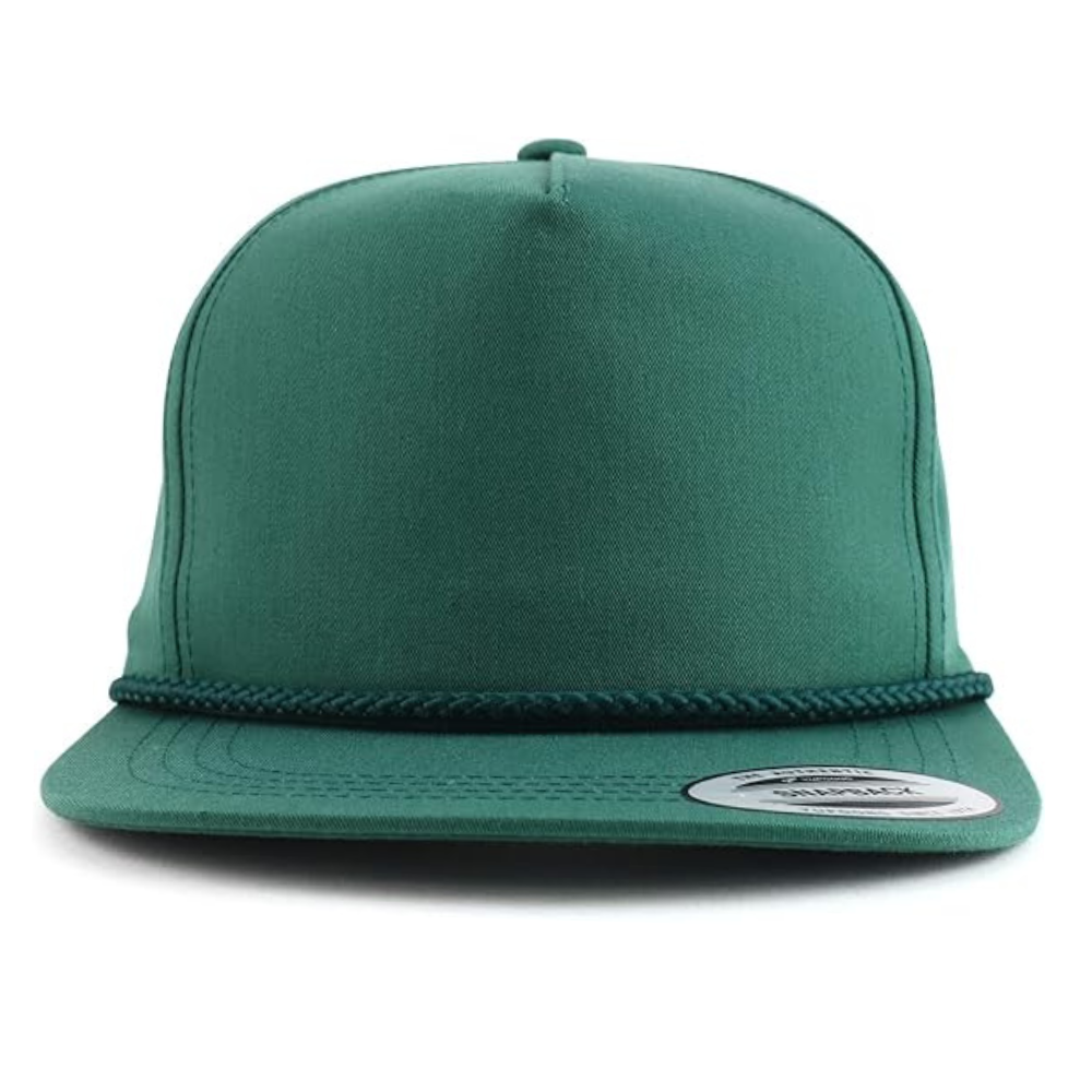 Wholesale High Profile 5 Panel Snapback Leather Logo Patch on Front Sticker on Brim Green Plastic Single Row Buckle for Shopping 2