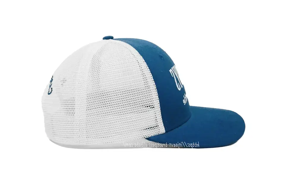 Wholesale High Quality Blue/ White Mesh Custom Trucker Hats Embroidery Logo Cotton Fabric in Vietnam Factory 6