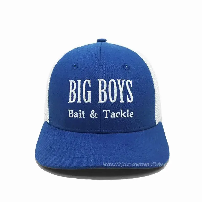 Wholesale High Quality Blue/ White Mesh Custom Trucker Hats Embroidery Logo Cotton Fabric in Vietnam Factory 1