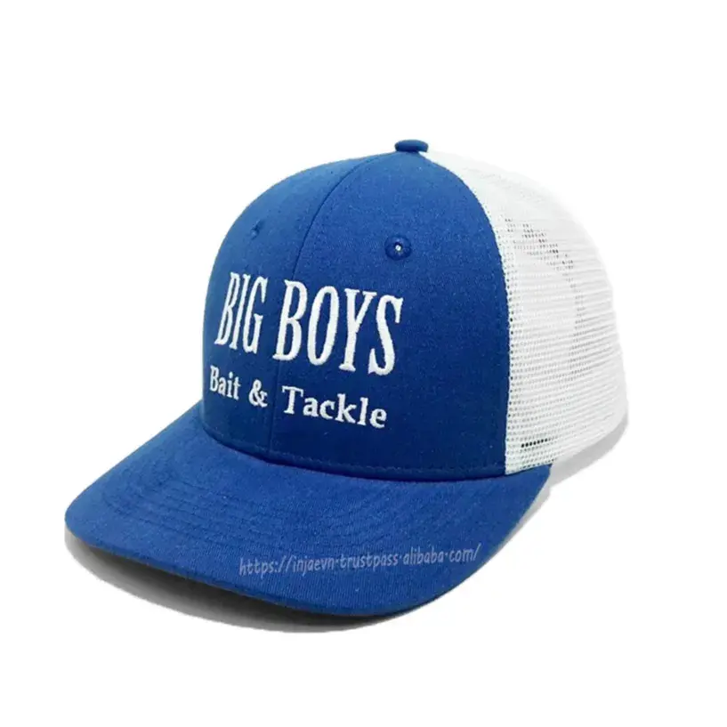 Wholesale High Quality Blue/ White Mesh Custom Trucker Hats Embroidery Logo Cotton Fabric in Vietnam Factory 3