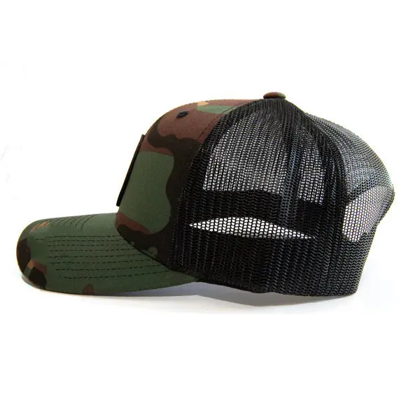 Wholesale High Quality Camo Trucker Hat Custom Logo Fisherman Promotional Sports Cap Mesh Back Plastic Buckle Snapback Cap 3