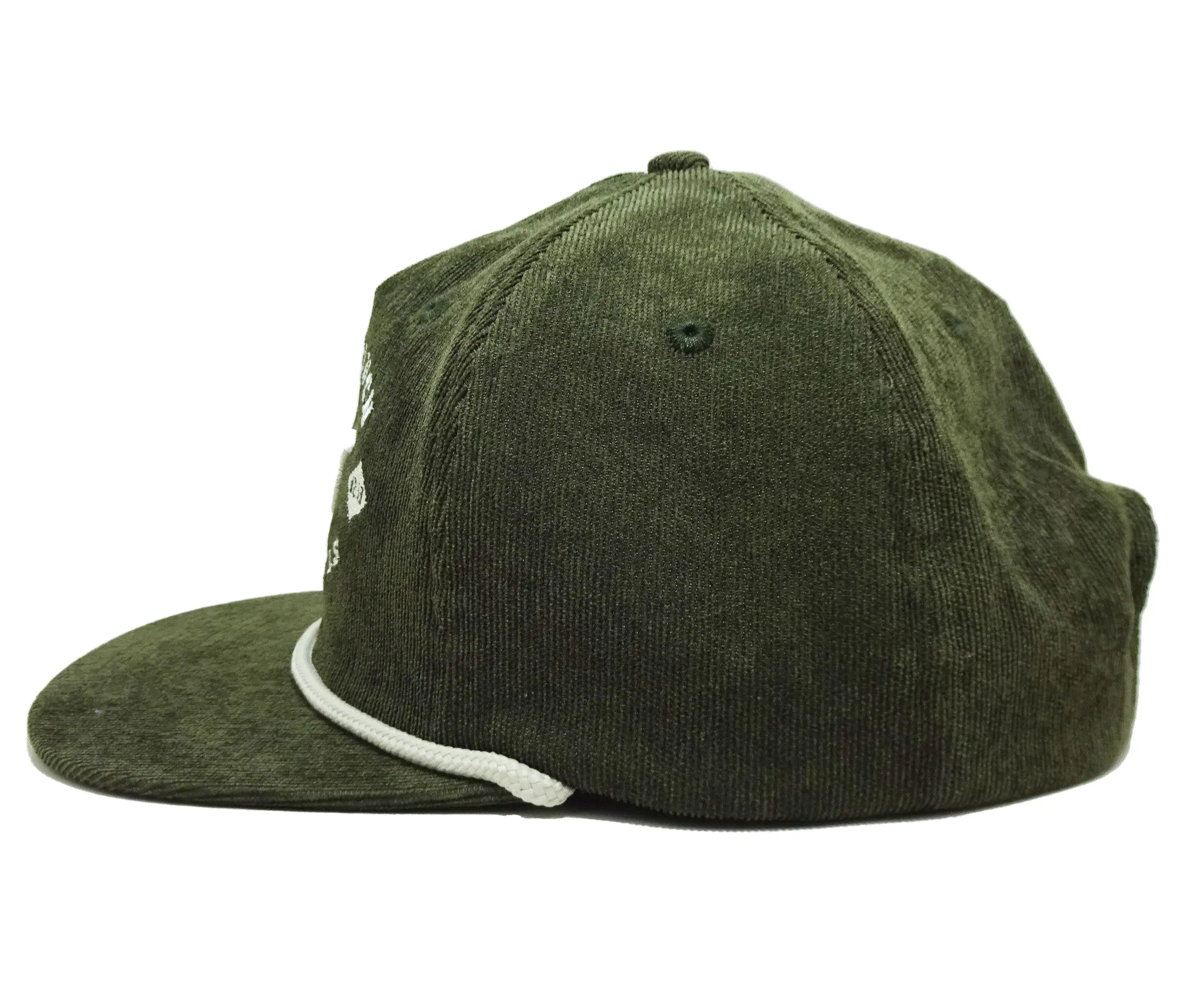Wholesale High Quality Corduroy Baseball Caps Embroidery Logo with Rope Olive Color Custom Design in Vietnam Factory 5