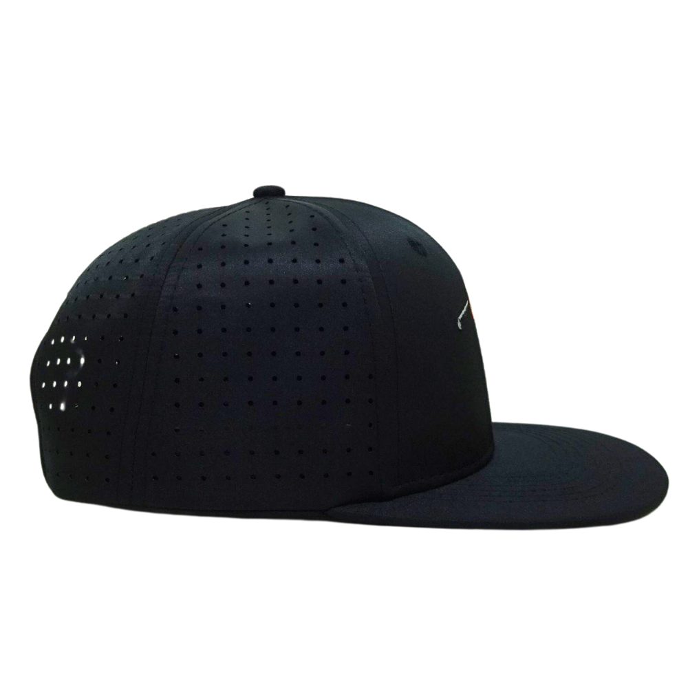 Wholesale High Quality Custom Golf Embroidery 6 Panel Black Laser Cut Hole Perforated Structured Cap Factory for Men and Women 5