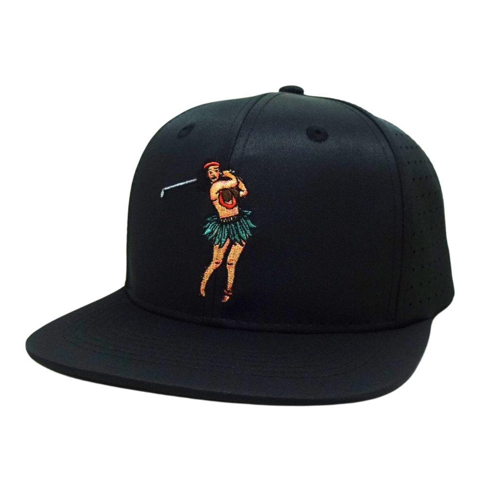 Wholesale High Quality Custom Golf Embroidery 6 Panel Black Laser Cut Hole Perforated Structured Cap Factory for Men and Women 3