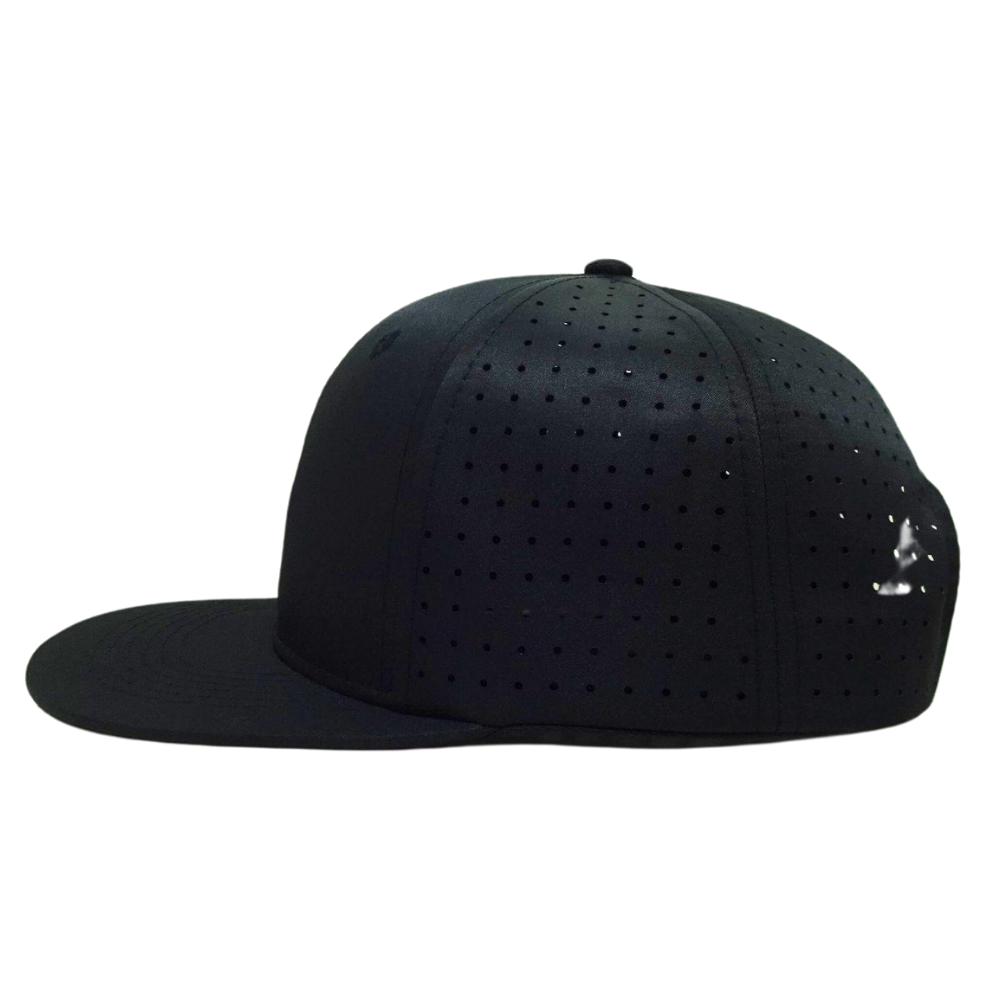 Wholesale High Quality Custom Golf Embroidery 6 Panel Black Laser Cut Hole Perforated Structured Cap Factory for Men and Women 4