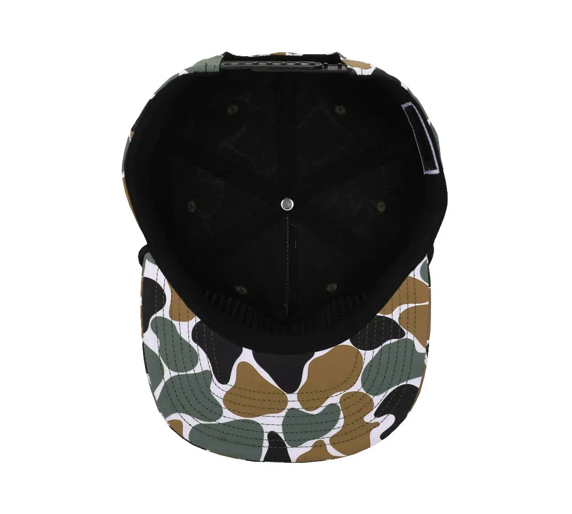 Wholesale High Quality Ducks Camo Snapback Cap With Rope Custom Logo 5 Panel Flat Brim Sun Protection Soft Headwear 4
