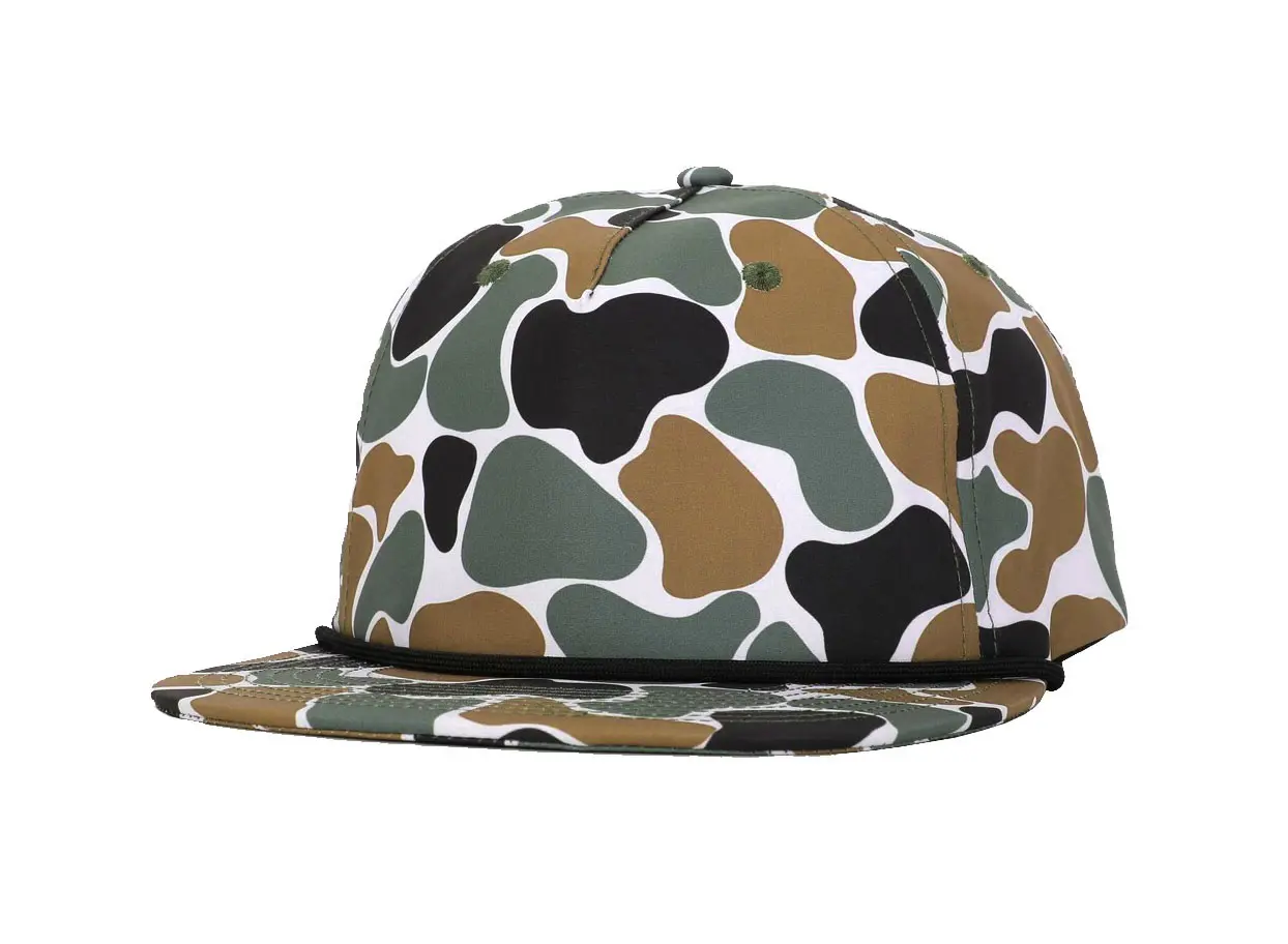 Wholesale High Quality Ducks Camo Snapback Cap With Rope Custom Logo 5 Panel Flat Brim Sun Protection Soft Headwear 2