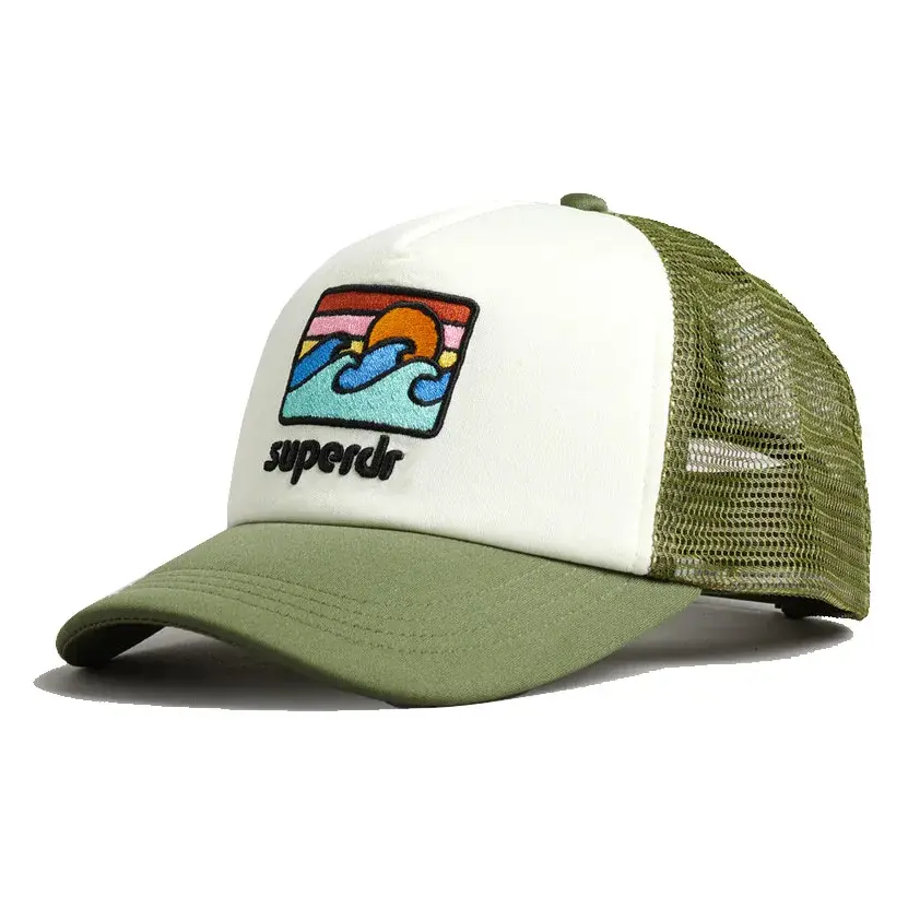 Wholesale High Quality Foam Trucker Hat with Custom Logo Olive/White Mesh Back Mid Profile Soft Headwear Sports Cap for Man 1