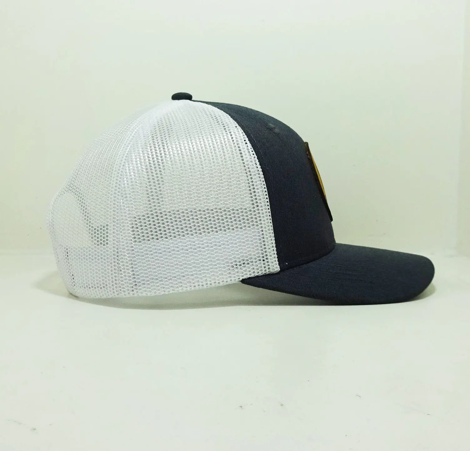 Wholesale Leather Patch Circle and Embossing Logo Trucker Black/ White Caps Men Sport Custom Make Hats in Vietnam 4