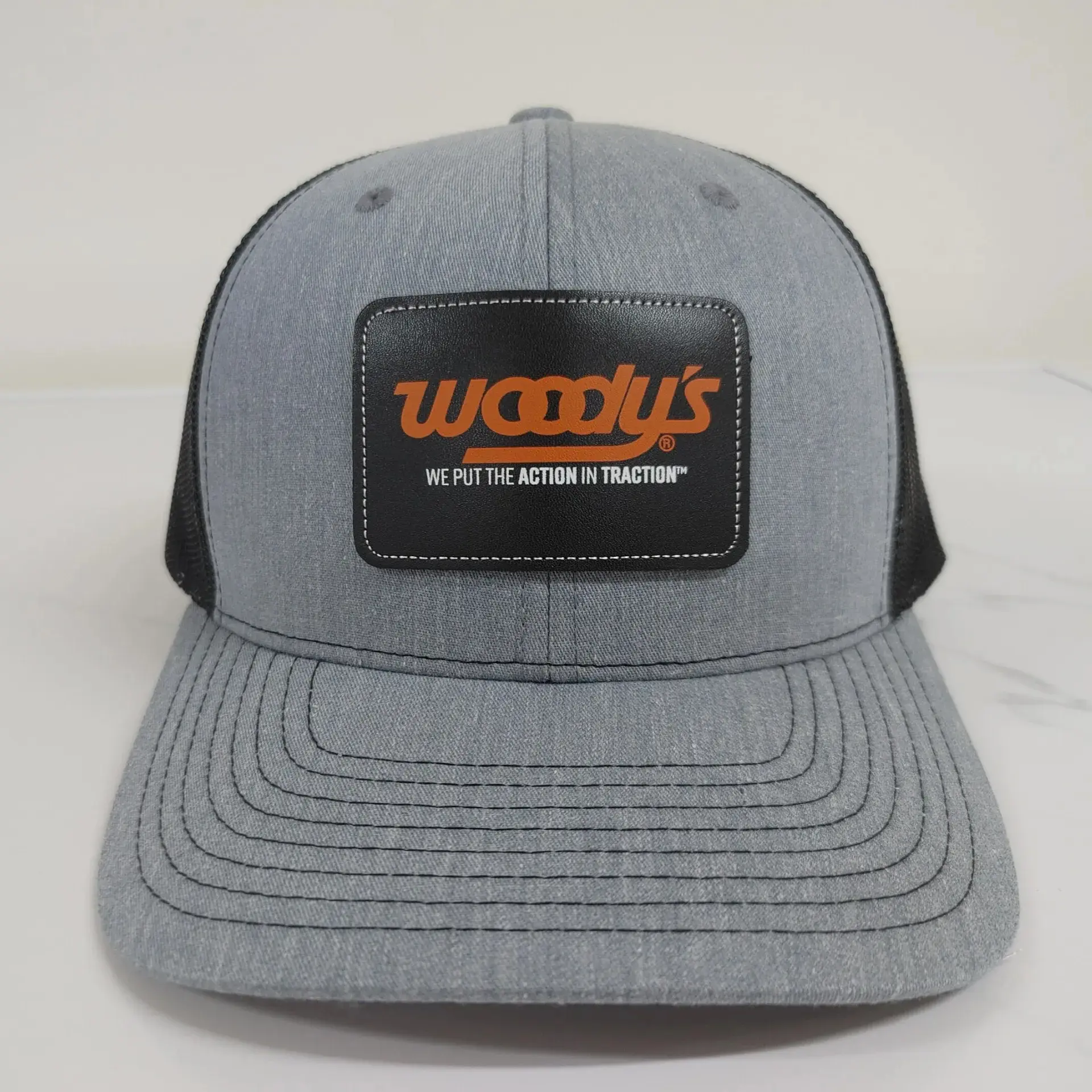 Wholesale Leather Patch Logo Promotional Hat Sport Dad Cap Heather Gray Trucker Hats Snapback Caps Custom Vietnam Factory 1