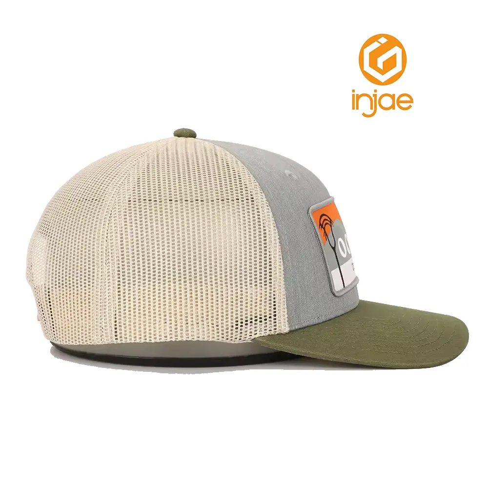 Wholesale New Design High Quality Trucker Hat Customize Olive/Grey Color High Fashion Trendy Sports Cap 4