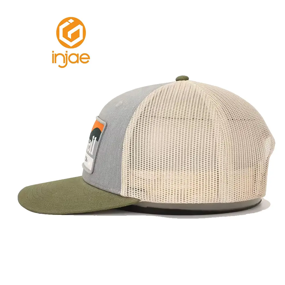 Wholesale New Design High Quality Trucker Hat Customize Olive/Grey Color High Fashion Trendy Sports Cap 3