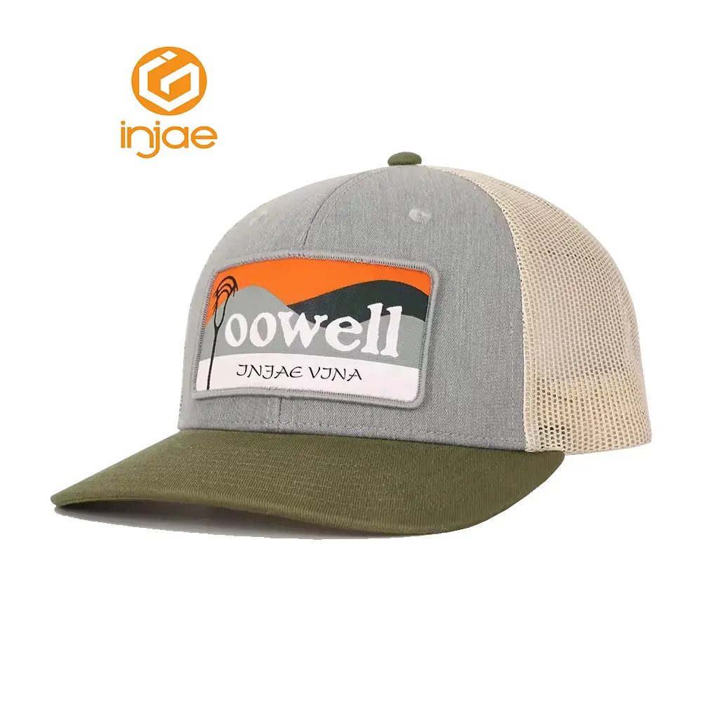 Wholesale New Design High Quality Trucker Hat Customize Olive/Grey Color High Fashion Trendy Sports Cap 2