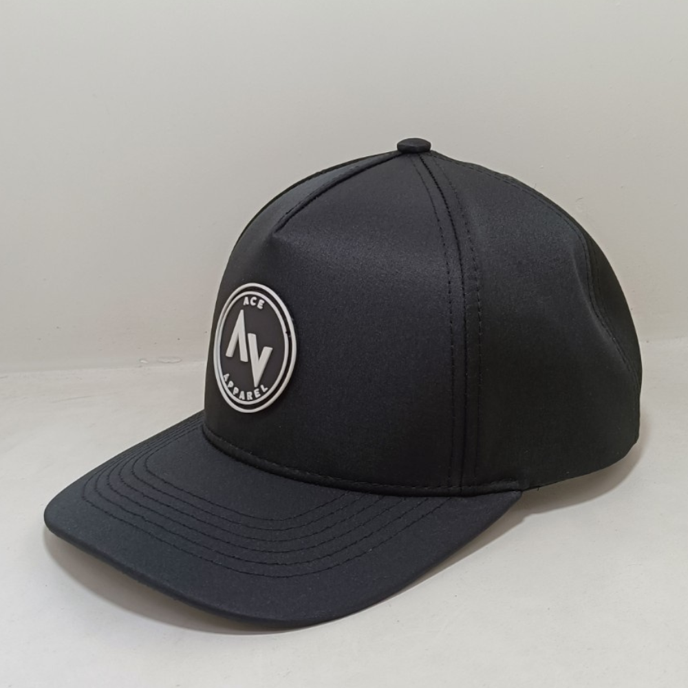Wholesale OEM Heat Transfer Rubber PVC Silicone Front Logo 5 Panel Baseball Cap Tructured Dad Hat Snap Closure 3