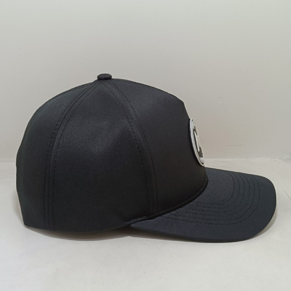 Wholesale OEM Heat Transfer Rubber PVC Silicone Front Logo 5 Panel Baseball Cap Tructured Dad Hat Snap Closure 5