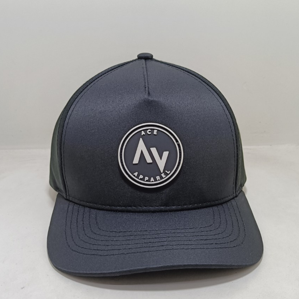 Wholesale OEM Heat Transfer Rubber PVC Silicone Front Logo 5 Panel Baseball Cap Tructured Dad Hat Snap Closure 2