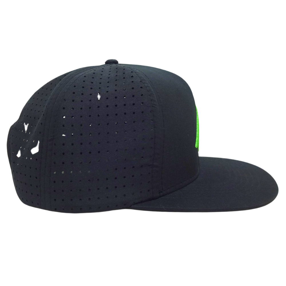 Wholesale OEM Manufacturing 3D Embroidery Logo 6 Panel Laser Cut Hole Perforated Hat Structured Single Breasted Buckle for Team 5