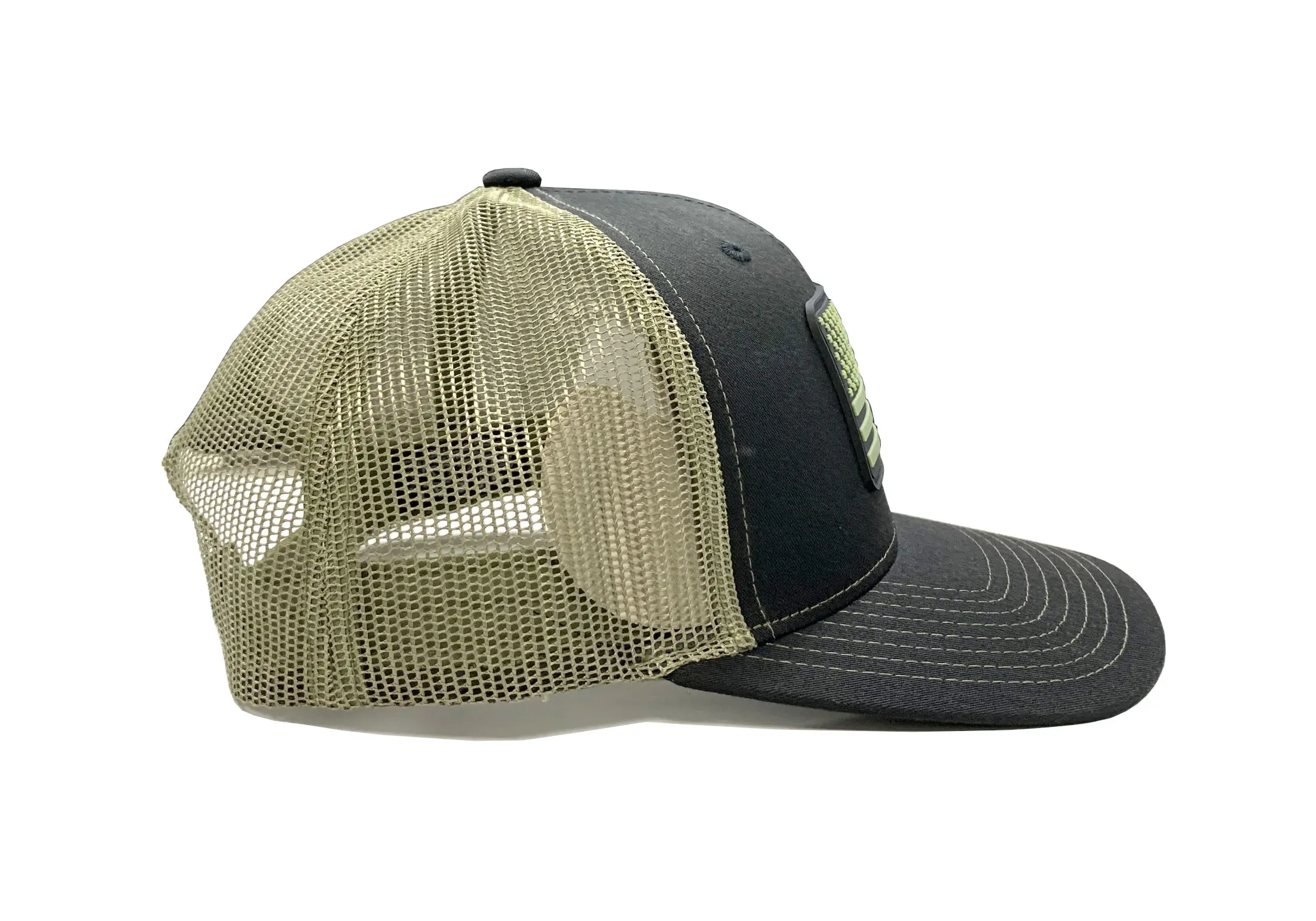 Wholesale Olive Green Rubber Logo Trucker Hats Custom Logo Snapback Caps Outdoor Rubber Patch Vietnam Promotional Hat 4