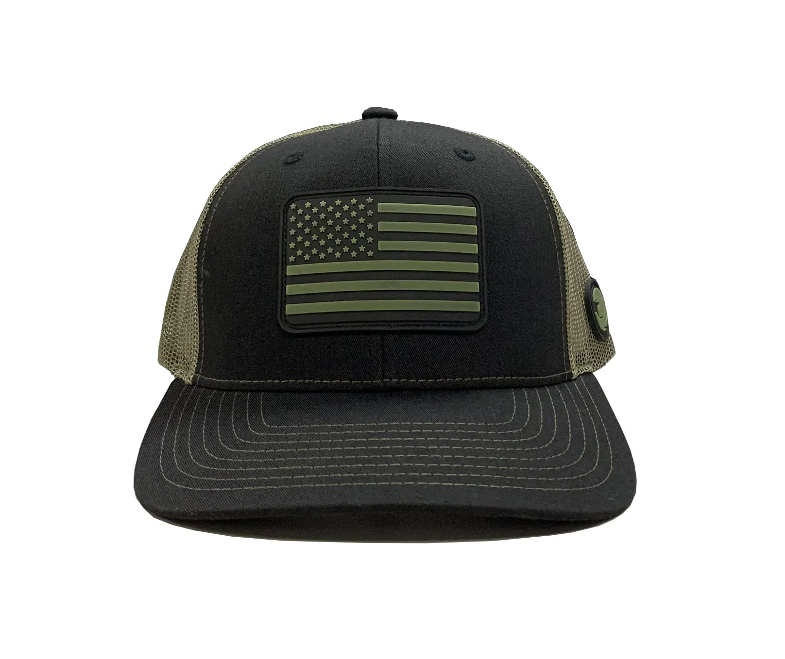 Wholesale Olive Green Rubber Logo Trucker Hats Custom Logo Snapback Caps Outdoor Rubber Patch Vietnam Promotional Hat 6