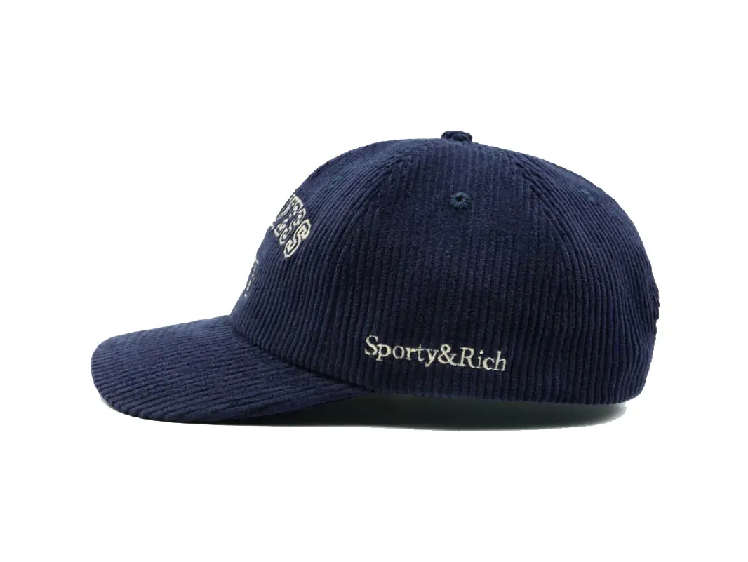 Wholesale Products Corduroy Custom Logo Baseball Cap 2D Embroidery 6-Panel Curved Brim High Quality Navy Blue Baseball Cap 4