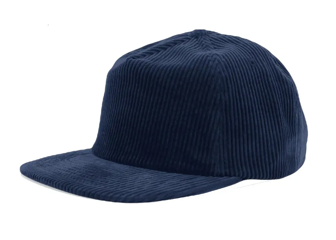Wholesale Products Corduroy Plain Snapback Cap Custom Logo 5-Panel Unstructured Flat Brim High Quality Adjustable Snapback Cap 2