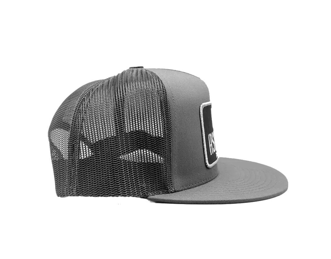 Wholesale Products Flat Brim Trucker Hats with Custom Logo High Quality Grey Color Hiphop Fashion Soft Headwear Trucker Hat 5