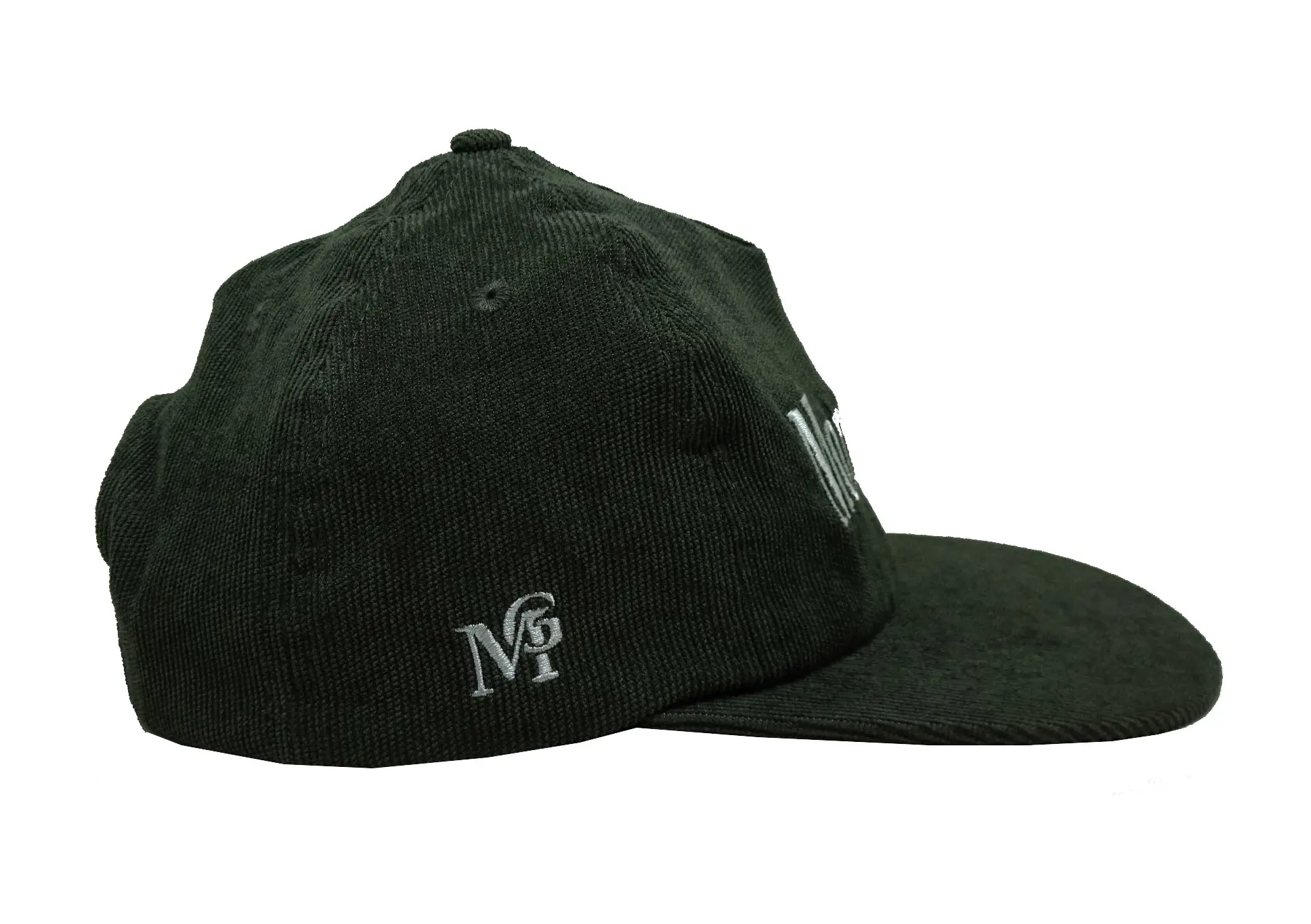 Wholesale Products Unstructured Corduroy Hat Custom Logo Flat Brim High Quality Green Color Medium Profile Snapback Cap 3