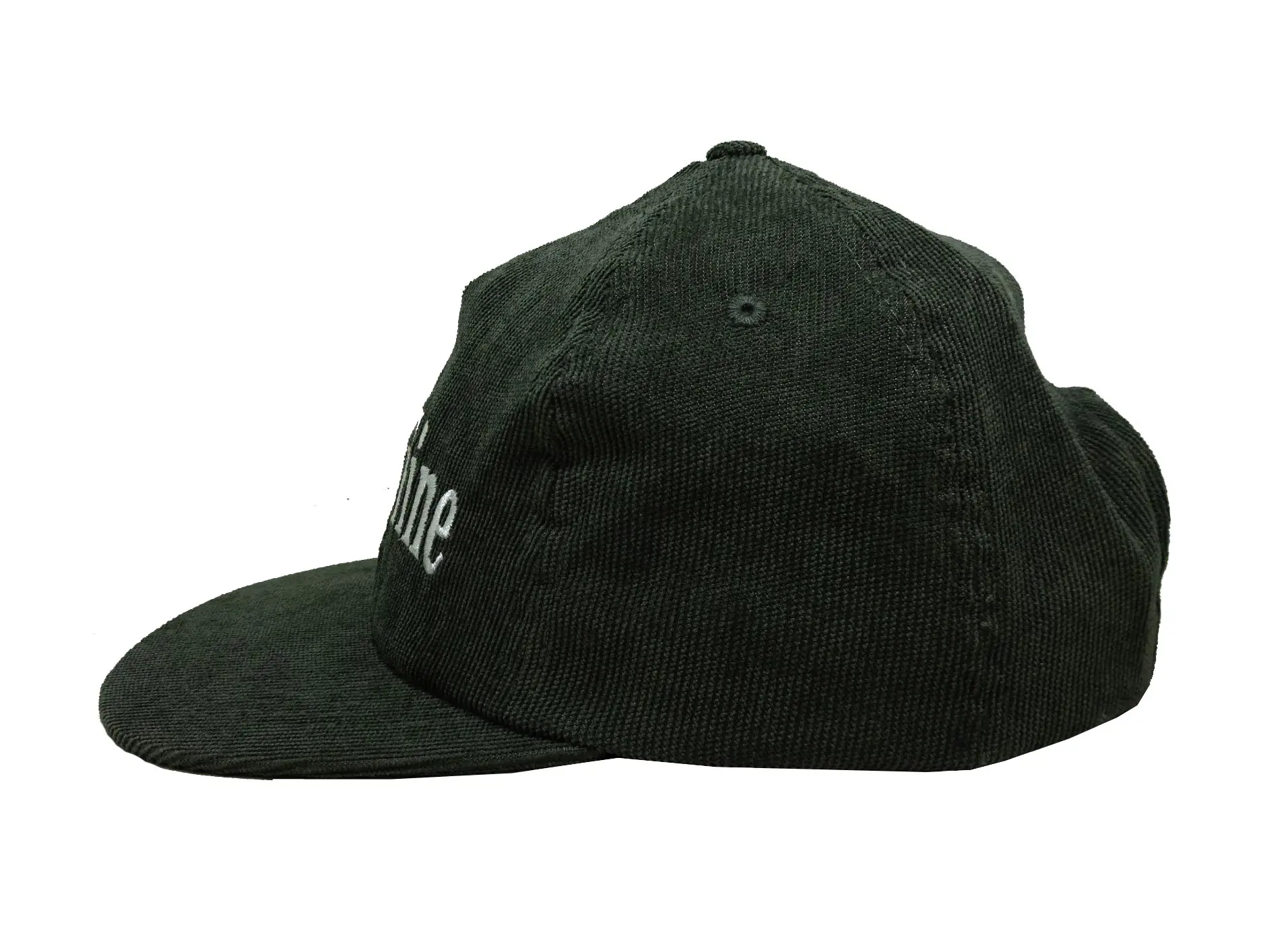 Wholesale Products Unstructured Corduroy Hat Custom Logo Flat Brim High Quality Green Color Medium Profile Snapback Cap 2