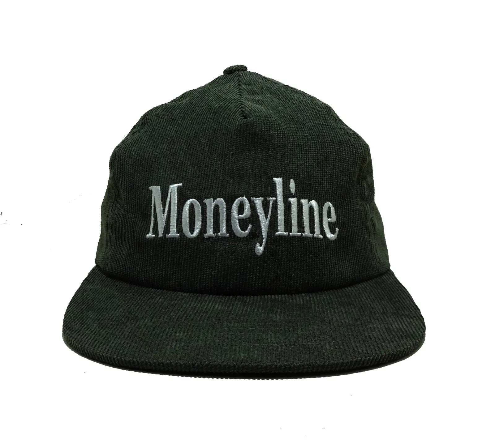 Wholesale Products Unstructured Corduroy Hat Custom Logo Flat Brim High Quality Green Color Medium Profile Snapback Cap 1