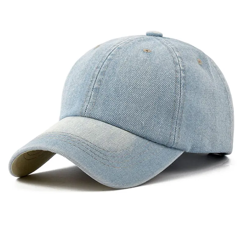Wholesale Products Vintage Washed Denim Hat Custom Logo 6-Panel Curved Brim High Quality Low Profile Sports Cap Baseball Cap 2