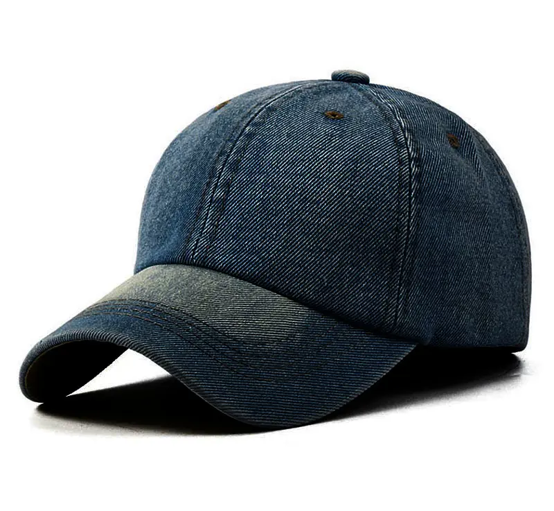 Wholesale Products Vintage Washed Denim Hat Custom Logo 6-Panel Curved Brim High Quality Low Profile Sports Cap Baseball Cap 1
