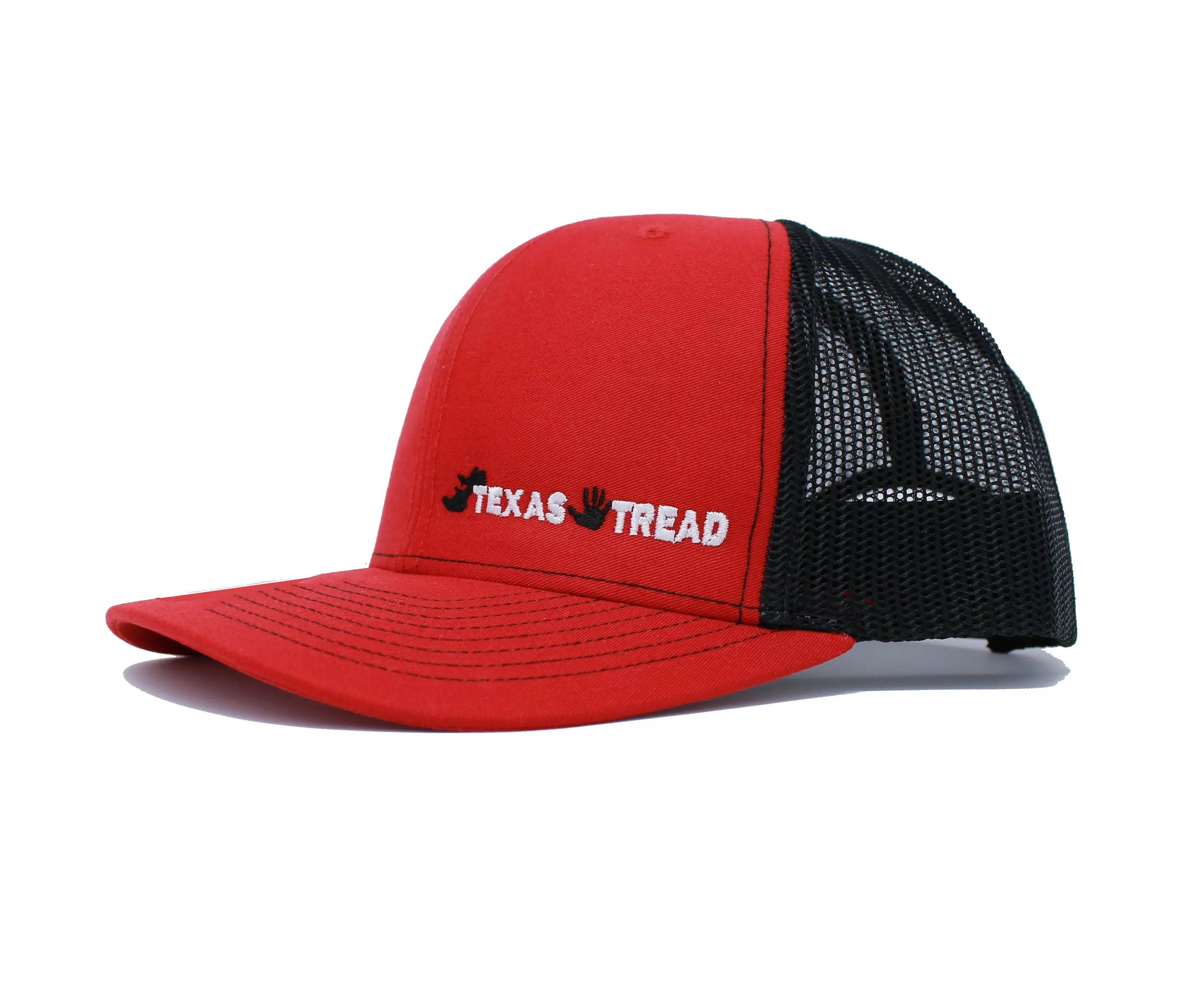 Wholesale Promotional Trucker Hat with Custom Logo 6 Panels Red/Black Color High Quality Mesh Back Trucker Hat Snapback Cap 1