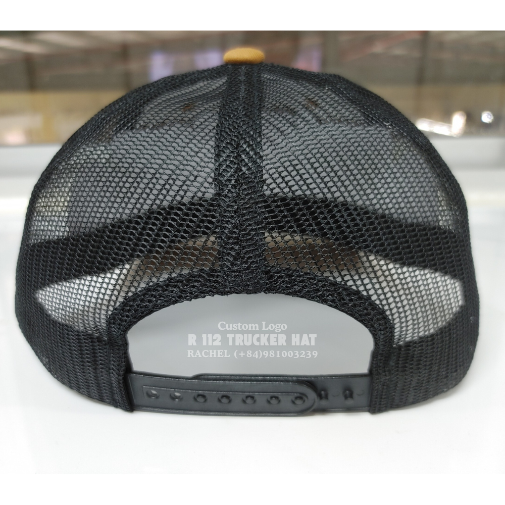 Wholesale R 112 Trucker Hats 6 Panel Custom Embroidered/Woven/Leather Patch Logo Sporty Modern Styles Vietnam Headwear Factory 4