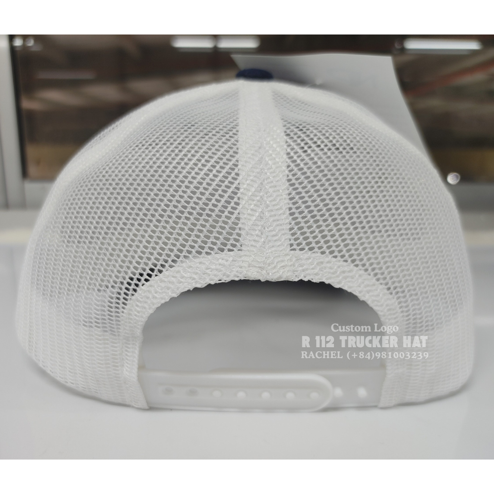 Wholesale R 112 Trucker Hats 6 Panel Leather Patches Custom Embroidered Logo Structured Caps For Brand Collections Vietnam OEM 5