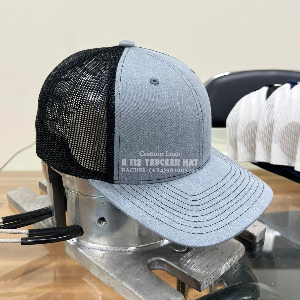 Wholesale R 112 Trucker Hats 6 Panel Leather Patches Custom Embroidered Logo Structured Caps For Brand Collections Vietnam OEM 6