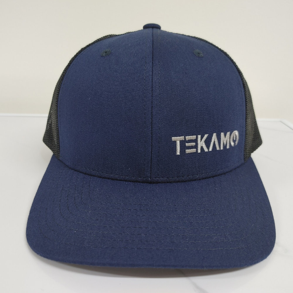 Wholesale Ri 112 6 Panel Trucker Hat Custom 2D Embroidery Blue/Black Mesh for All Activities in the Sun OEM Manufacturing 6