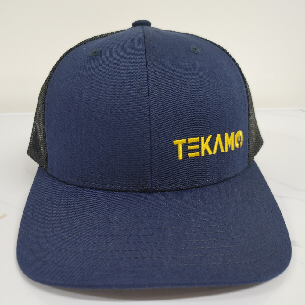Wholesale Ri 112 6 Panel Trucker Hat Custom 2D Embroidery Blue/Black Mesh for All Activities in the Sun OEM Manufacturing 2