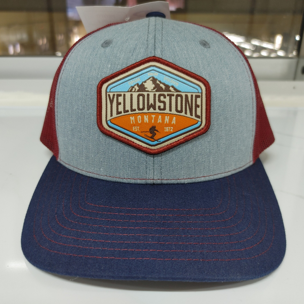 Wholesale Ri 112 Trucker Hat 6 Panel Structured Cap With Woven Patches Logo Single Breasted Buckle Navy Gray Red Mixed Color 3