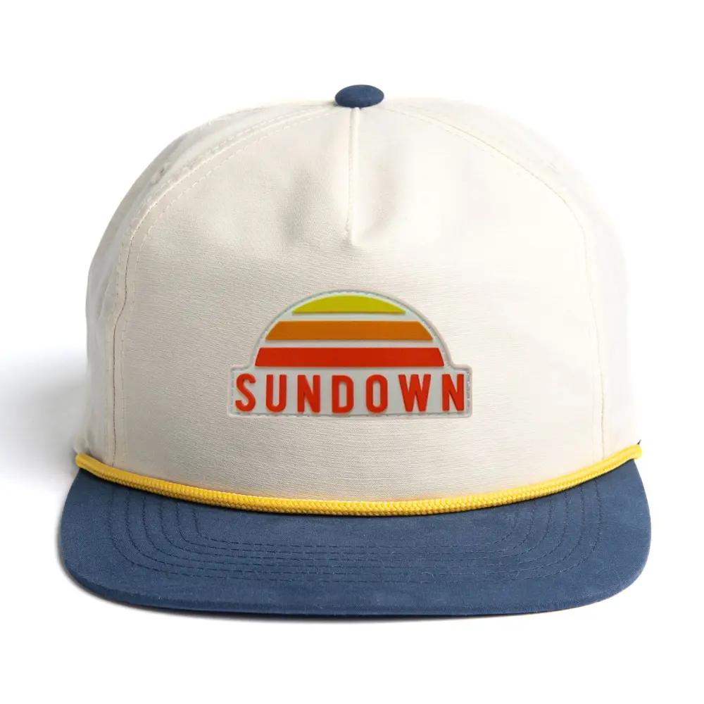 Wholesale Snapback With Rope Hats Flat Brim Unstructured Contrast Color Rubber PVC Logo Patch Single Row Buckle High Quality OEM 2