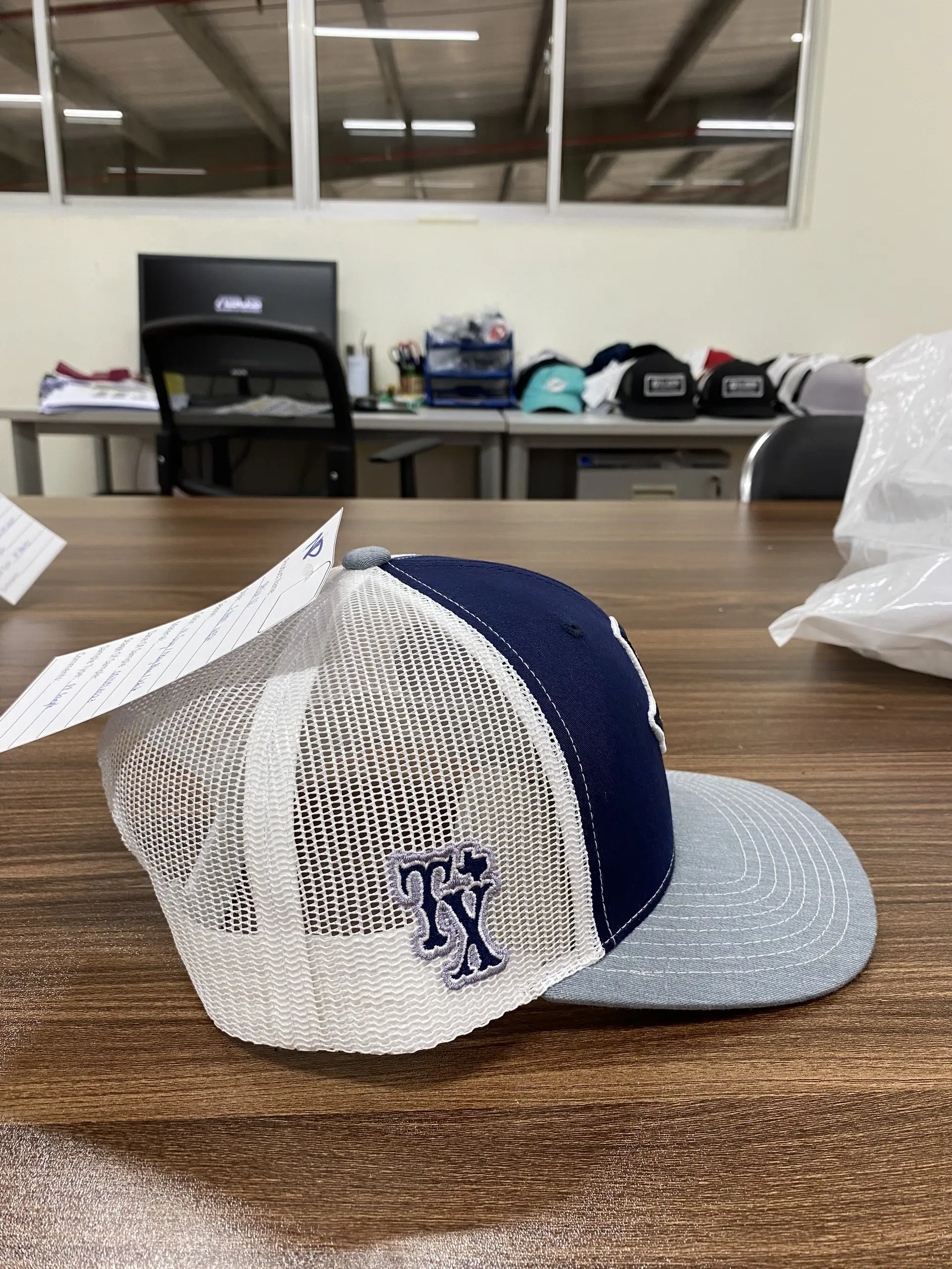 Wholesale Texas Logo Tricolor Heather Gray Navy Trucker Hats Snapback Vietnam Promotion Cap for Business 2